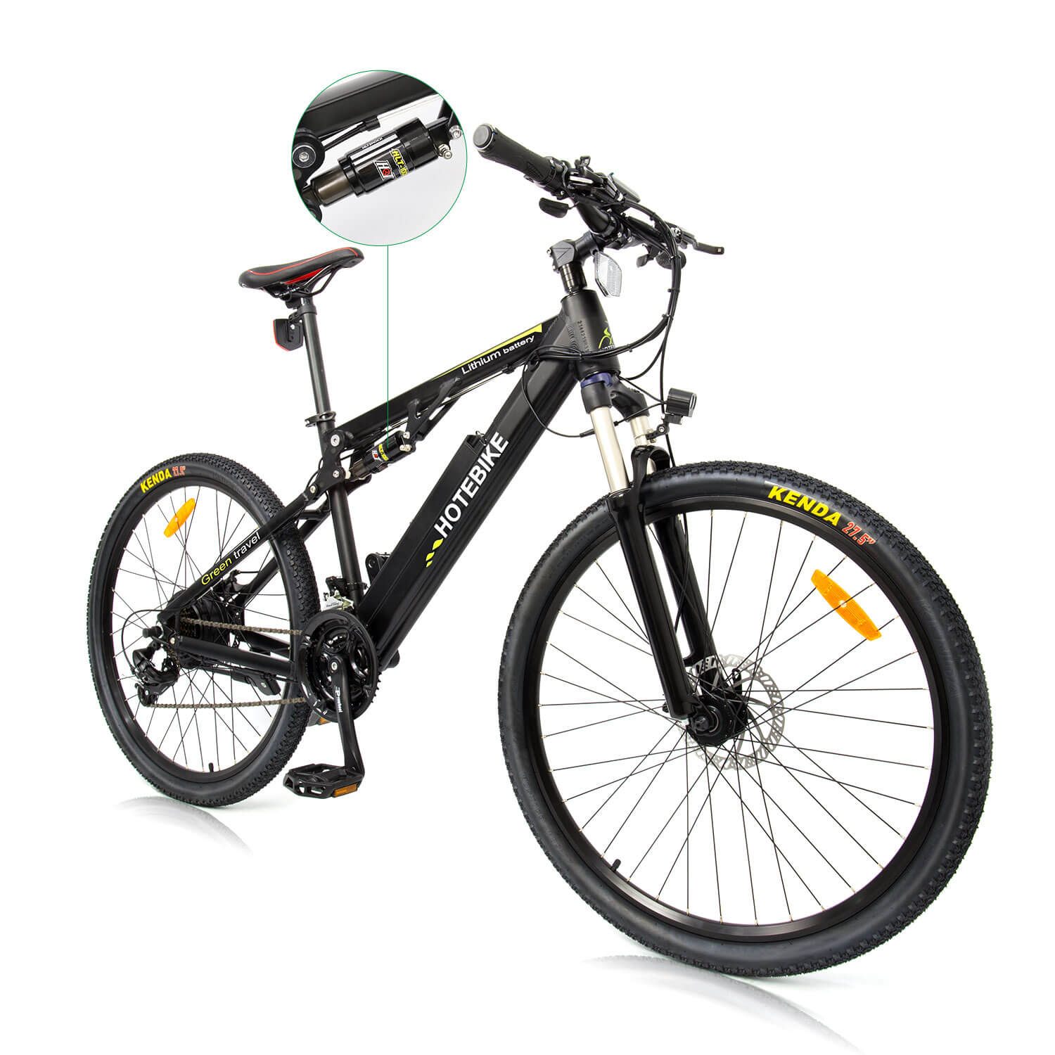 HOTEBIKE フルサスペンション電動マウンテンバイク – 500Wモーター、48V 13Ahバッテリー、シマノ21段変速