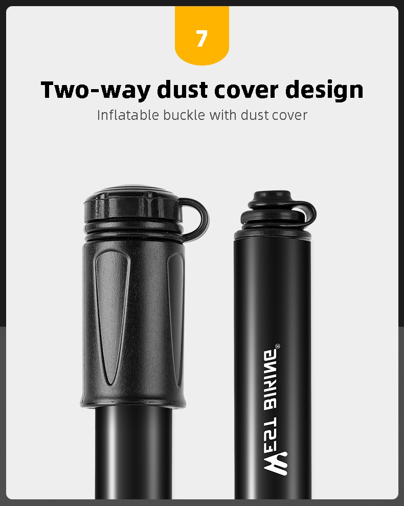 HOTEBIKE ミニ携帯用高圧自転車ポンプ – 100 PSI、アルミバレル、ユニバーサルバルブ、内蔵ホース - HOTEBIKE - 8